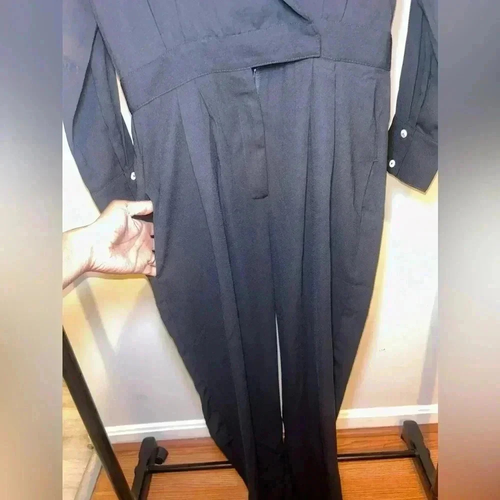 NWT‎ ASOS Love & Harmony Solid Woven Long Sleeve Black Jumpsuit in Size S - Picture 3 of 9
